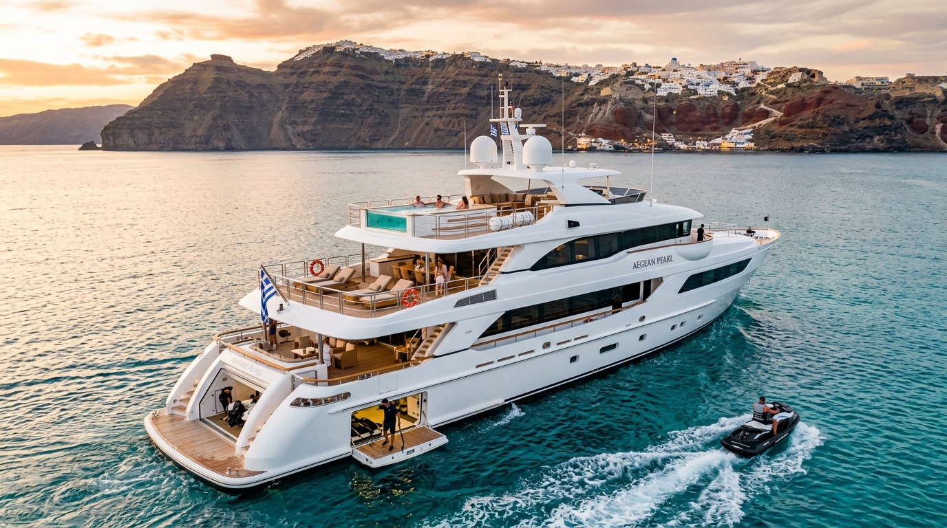 Mediterranean Luxury Superyacht in the Cyclades